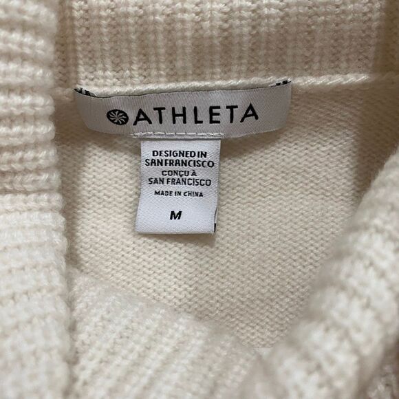 Athleta Cream Turtleneck Sweater Women’s Medium | Cozy Ribbed Knit Pullover - Picture 3 of 5